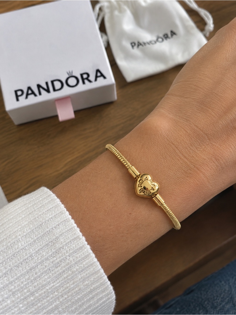 Pandora Gold Tone Snake Chain Bracelet - Shiny Gold